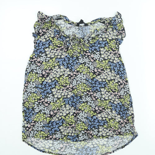 New Look Womens Multicoloured Floral Viscose Basic Blouse Size 10 Round Neck - Keyhole Neck