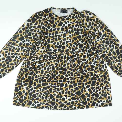 ASOS Womens Multicoloured Animal Print Polyester A-Line Size 10 Round Neck Pullover - Giraffe Print