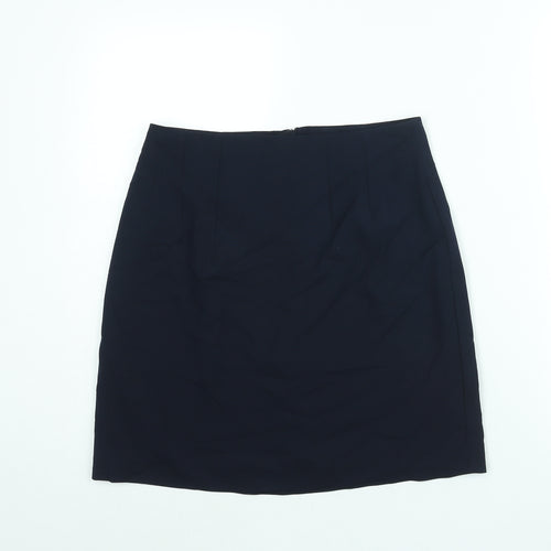 Marks and Spencer Womens Blue Polyester A-Line Skirt Size 10 Zip