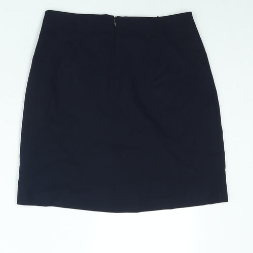 Marks and Spencer Womens Blue Polyester A-Line Skirt Size 10 Zip