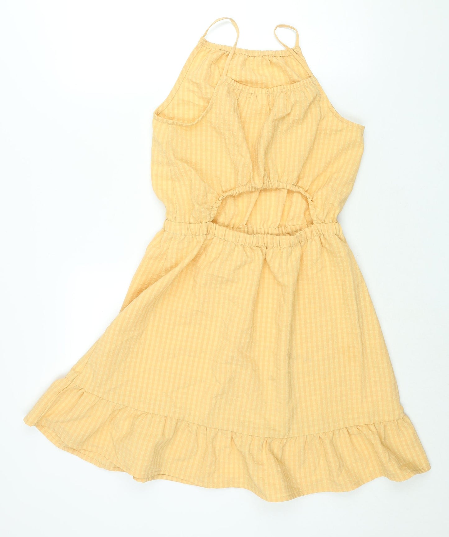 H&M Girls Orange Polyester A-Line Size 12-13 Years Scoop Neck Pullover - Frill