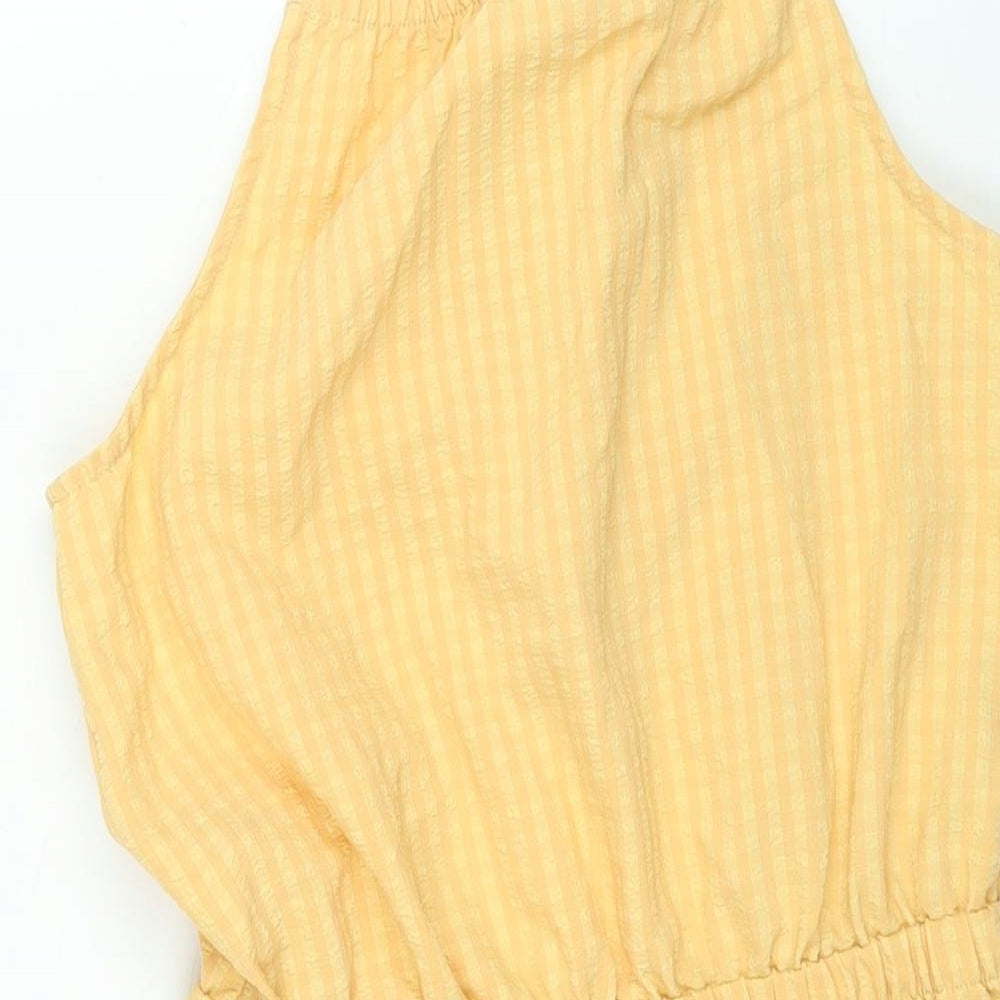 H&M Girls Orange Polyester A-Line Size 12-13 Years Scoop Neck Pullover - Frill