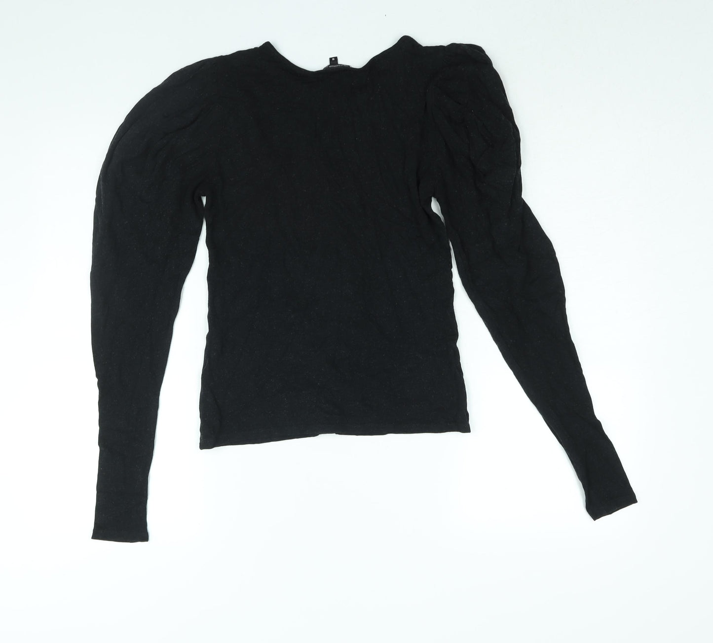 Marks and Spencer Womens Black Polyester Basic Blouse Size 10 Round Neck
