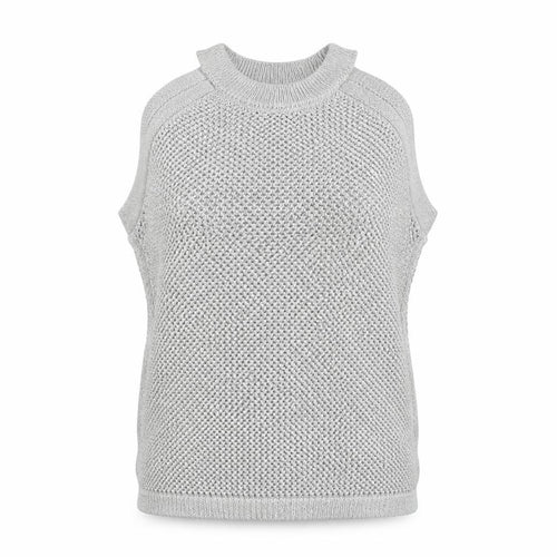 Marks and Spencer Womens Silver Mock Neck Cotton Vest Jumper Size L