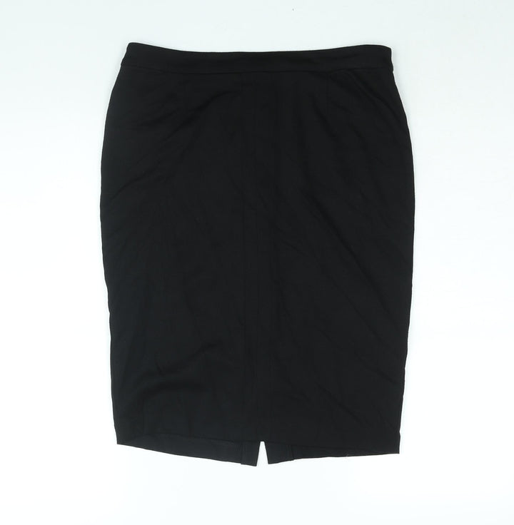 Fever Womens Black Viscose Straight & Pencil Skirt Size 12 Zip