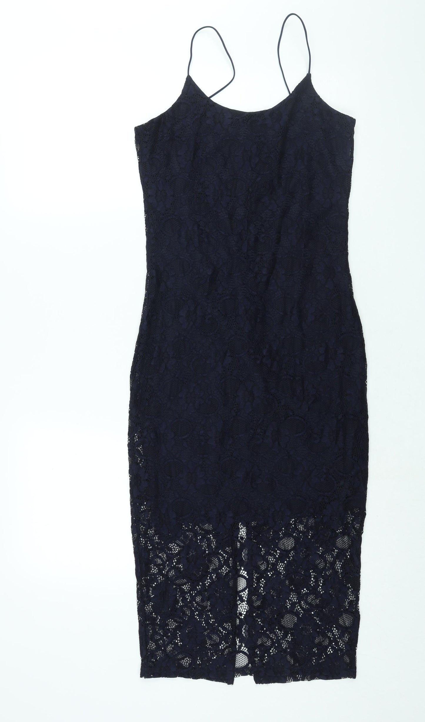 New Look Womens Blue Polyamide Bodycon Size 10 Scoop Neck Pullover