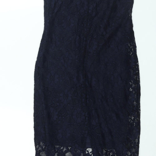 New Look Womens Blue Polyamide Bodycon Size 10 Scoop Neck Pullover