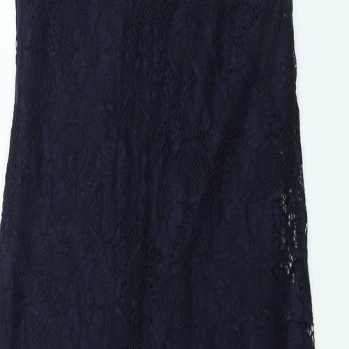New Look Womens Blue Polyamide Bodycon Size 10 Scoop Neck Pullover