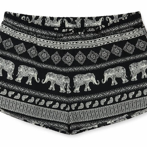 Forever 21 Womens Black Geometric Polyester Basic Shorts Size S Regular Pull On - Elephant Print