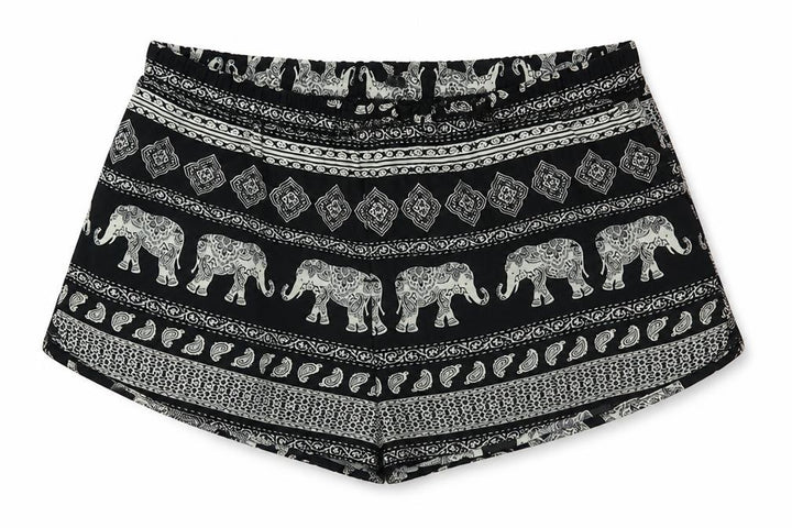 Forever 21 Womens Black Geometric Polyester Basic Shorts Size S Regular Pull On - Elephant Print