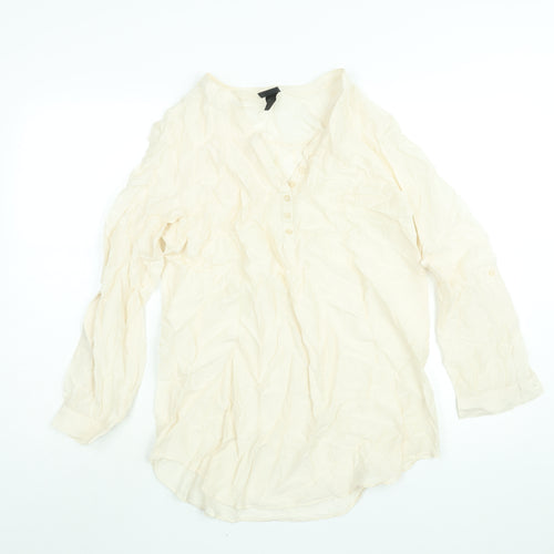 H&M Womens Ivory Polyester Tunic Blouse Size 12 V-Neck