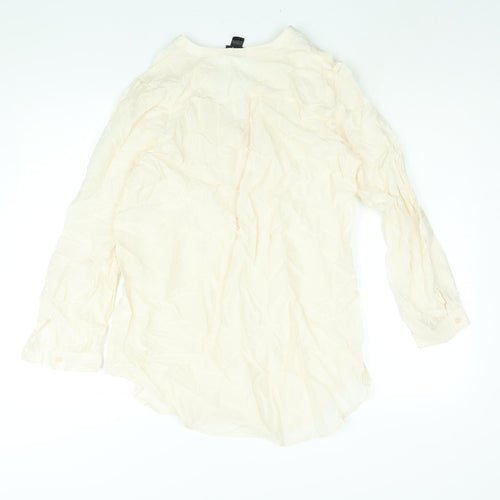 H&M Womens Ivory Polyester Tunic Blouse Size 12 V-Neck