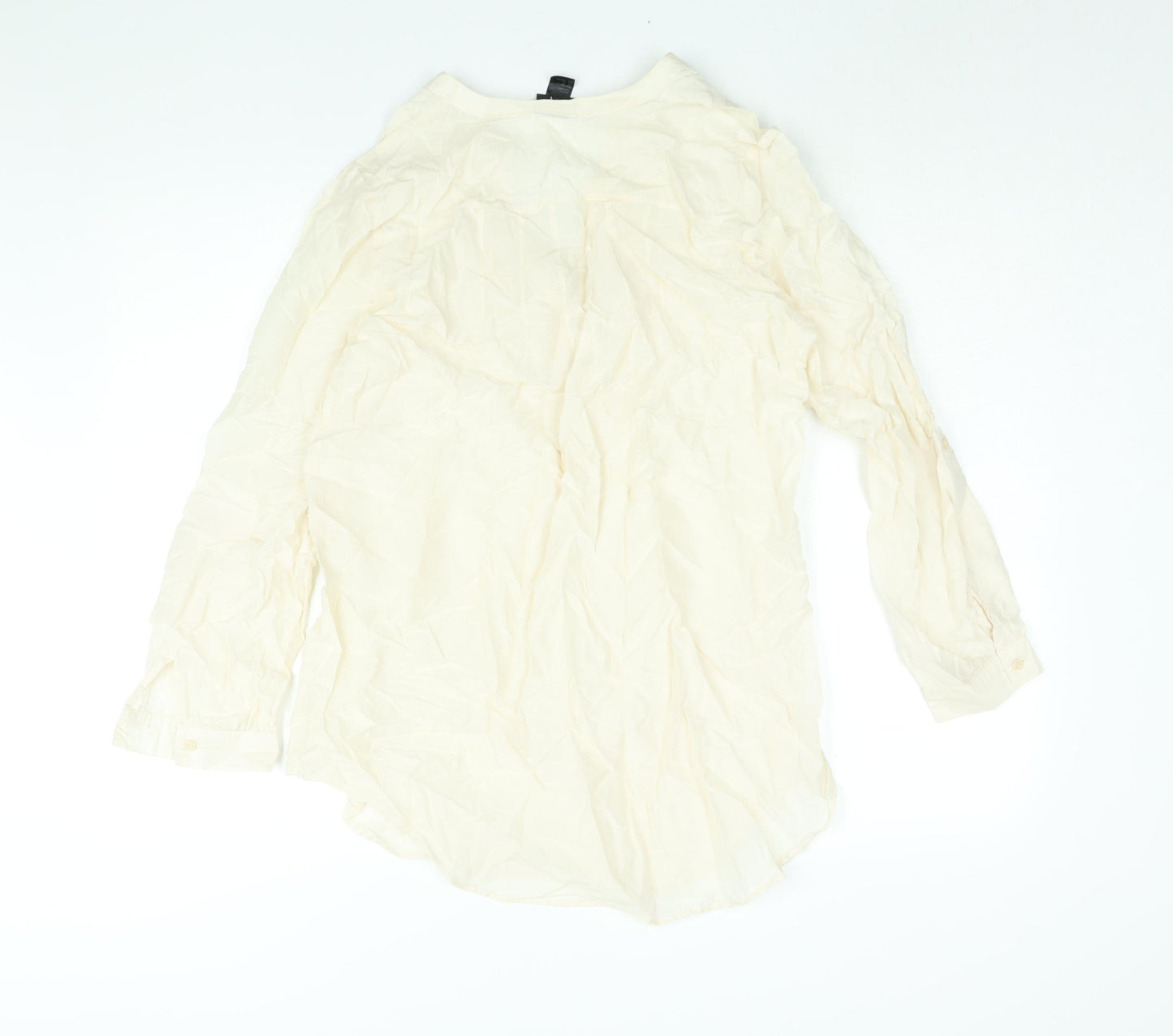 H&M Womens Ivory Polyester Tunic Blouse Size 12 V-Neck