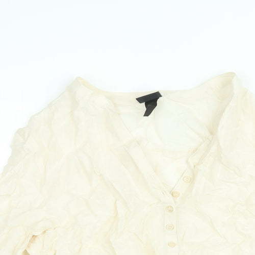 H&M Womens Ivory Polyester Tunic Blouse Size 12 V-Neck