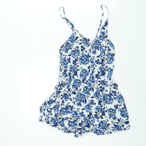 Divided by H&M Womens Blue Floral Viscose Playsuit One-Piece Size 12 Pullover