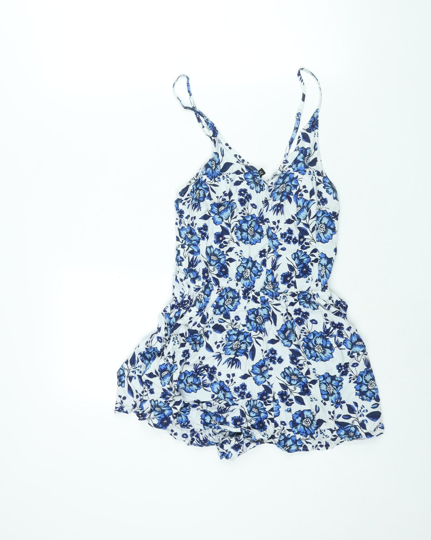 Divided by H&M Womens Blue Floral Viscose Playsuit One-Piece Size 12 Pullover