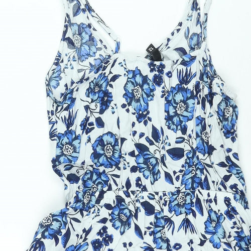 Divided by H&M Womens Blue Floral Viscose Playsuit One-Piece Size 12 Pullover