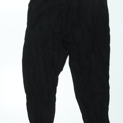 Uniqlo Womens Black Viscose Harem Trousers Size L L26 in Regular Drawstring