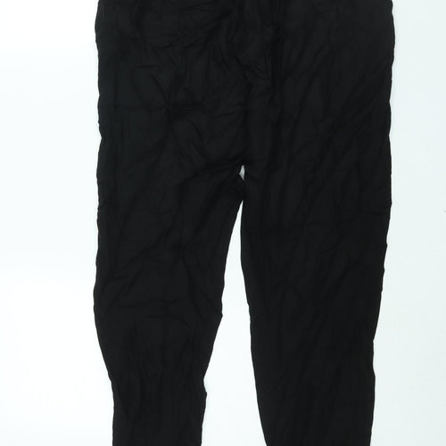 Uniqlo Womens Black Viscose Harem Trousers Size L L26 in Regular Drawstring