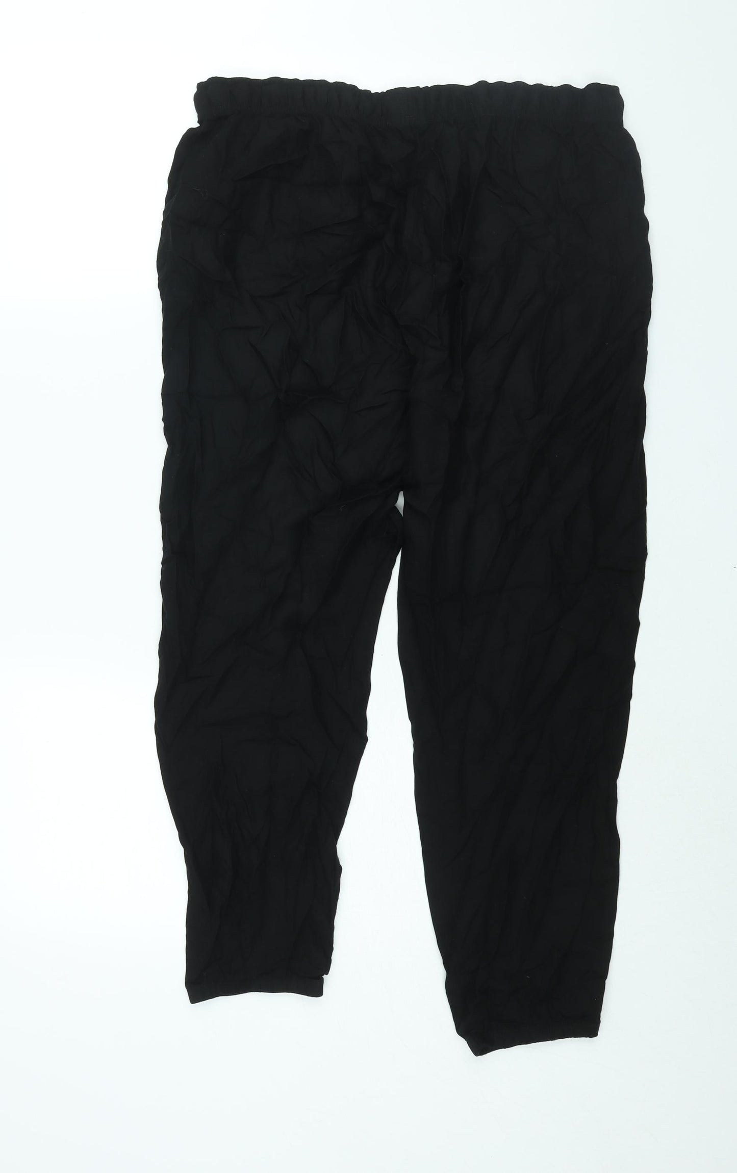 Uniqlo Womens Black Viscose Harem Trousers Size L L26 in Regular Drawstring