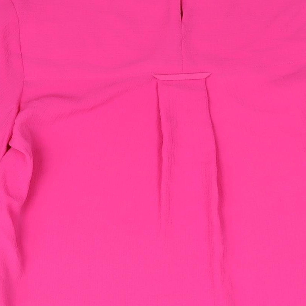 Marks and Spencer Womens Pink Polyester Basic Blouse Size 10 Round Neck