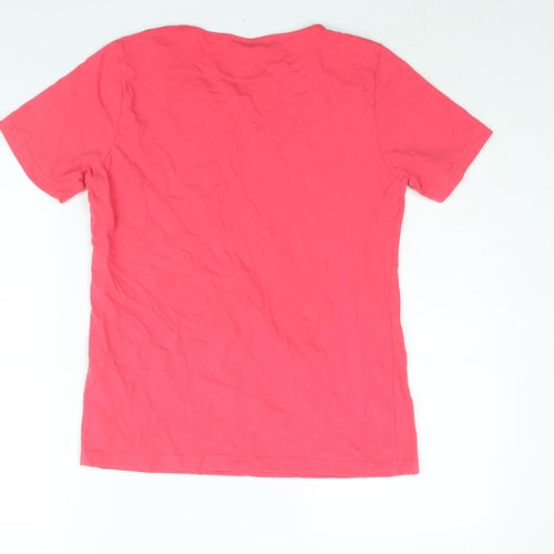 Brandtex Womens Pink Cotton Basic T-Shirt Size L Round Neck