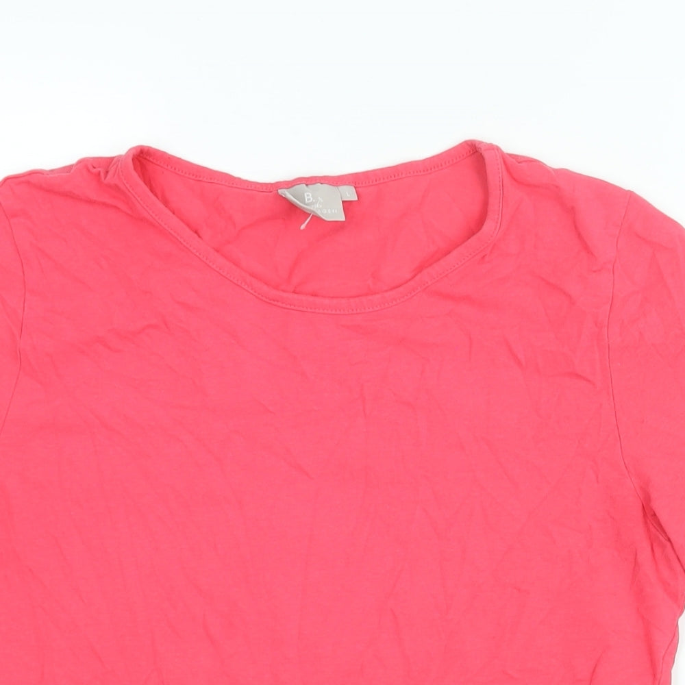Brandtex Womens Pink Cotton Basic T-Shirt Size L Round Neck