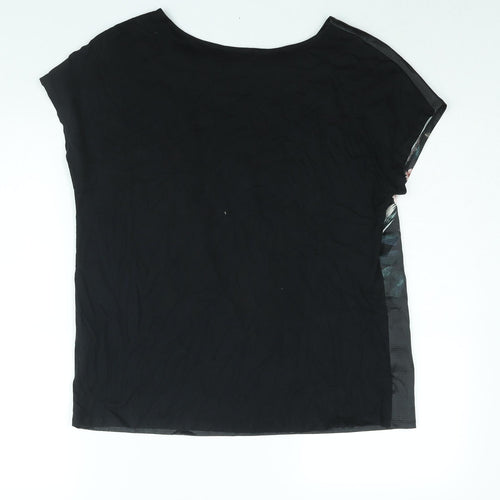 Marks and Spencer Womens Black Polyester Basic Blouse Size 12 Round Neck - Floral Print