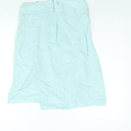 Laura Ashley Womens Blue Viscose A-Line Skirt Size 10 Zip
