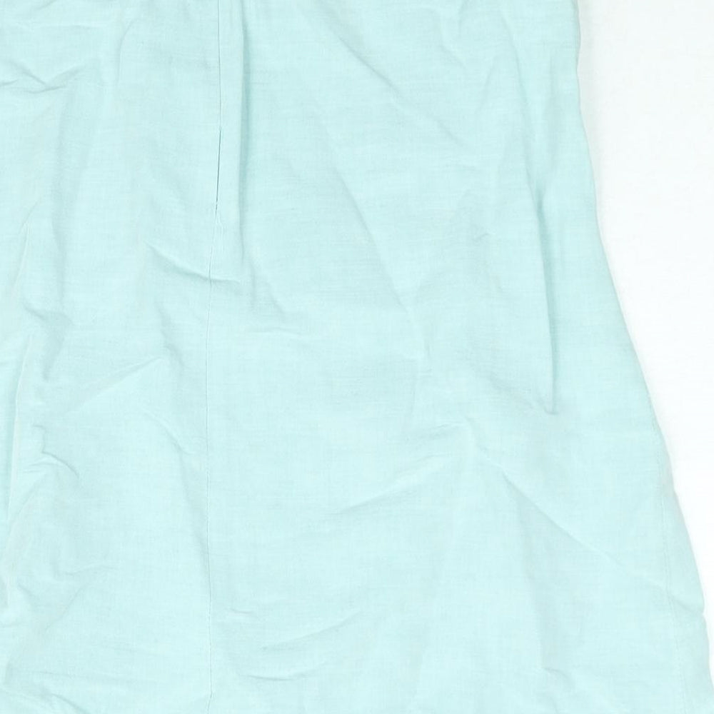 Laura Ashley Womens Blue Viscose A-Line Skirt Size 10 Zip
