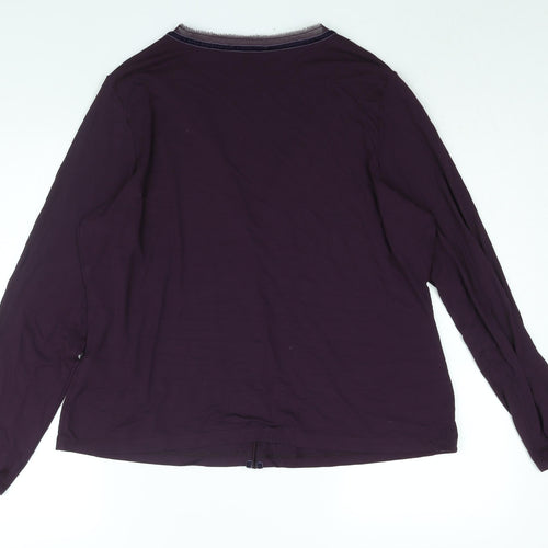 Marks and Spencer Womens Purple V-Neck Viscose Cardigan Jumper Size 20 - Velvet Trim