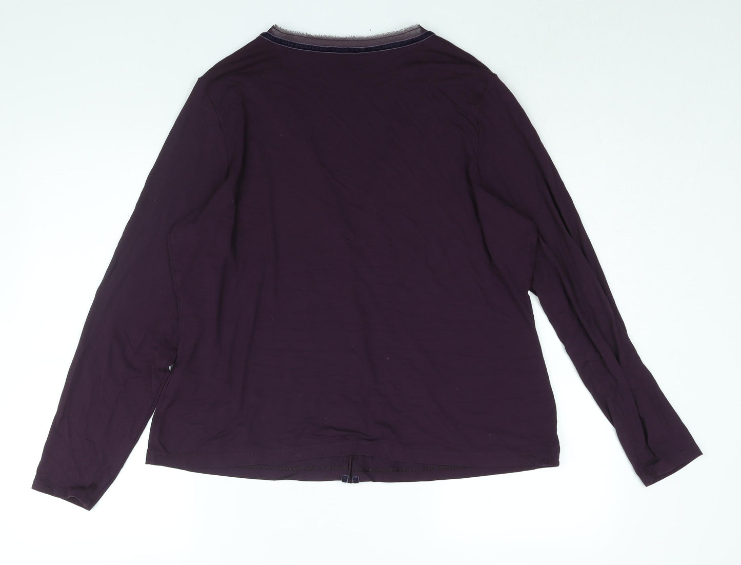 Marks and Spencer Womens Purple V-Neck Viscose Cardigan Jumper Size 20 - Velvet Trim