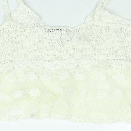 Wild Flower Womens White Polyester Cropped Blouse Size M V-Neck - Lace