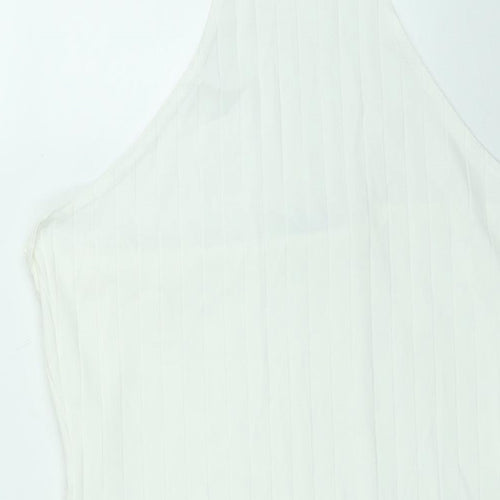 Boohoo Womens White Polyester Bodycon Size 14 Halter Button