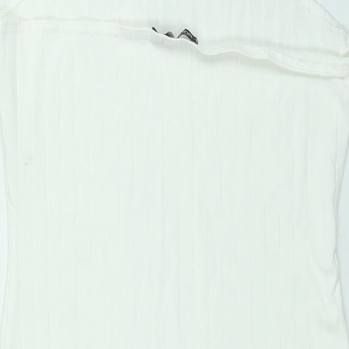 Boohoo Womens White Polyester Bodycon Size 14 Halter Button