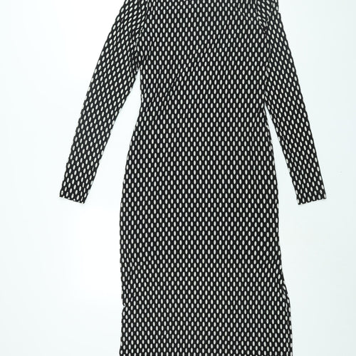 Glamorous Womens Black Plaid Polyester Shift Size 10 Round Neck Pullover