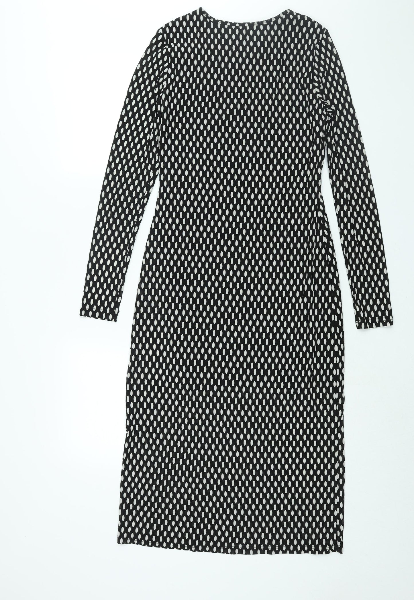 Glamorous Womens Black Plaid Polyester Shift Size 10 Round Neck Pullover