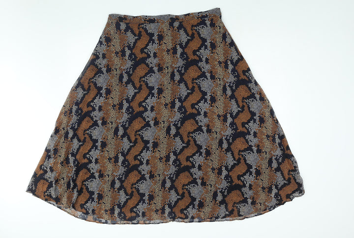 Warehouse Womens Multicoloured Geometric Polyester Pleated Skirt Size 18 Zip