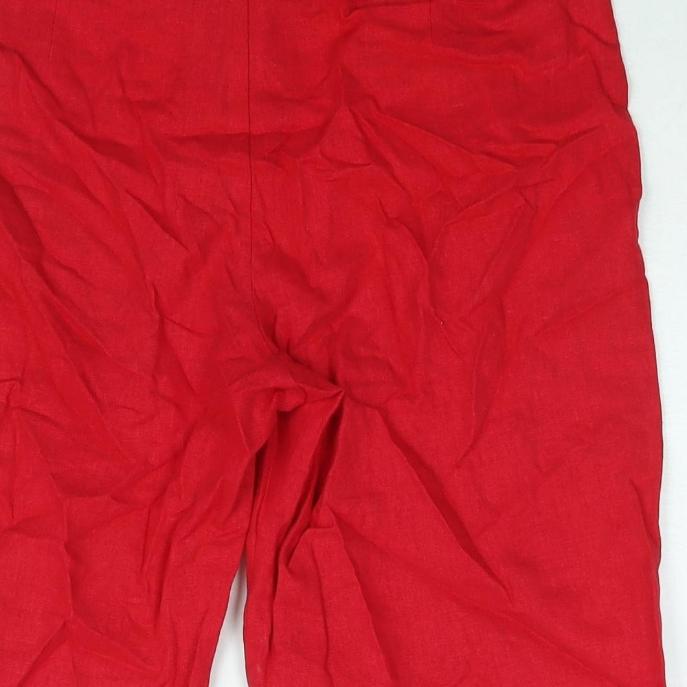 Marks and Spencer Womens Red Linen Bermuda Shorts Size 12 L13 in Regular Zip