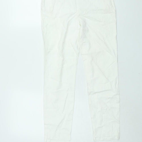 Zara Womens White Cotton Trousers Size M L26 in Regular Zip