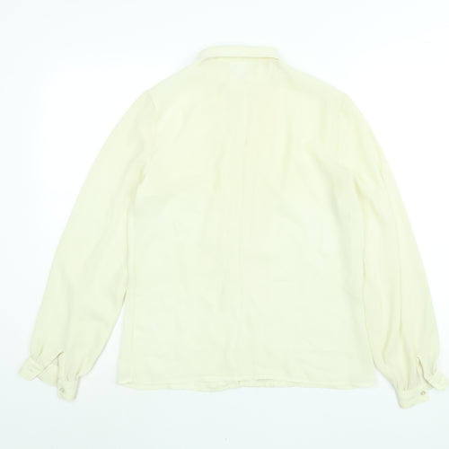 Keynote Womens Ivory Polyester Basic Blouse Size 12 Collared
