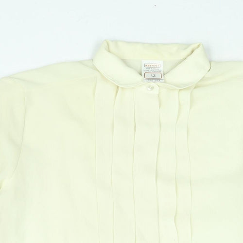 Keynote Womens Ivory Polyester Basic Blouse Size 12 Collared