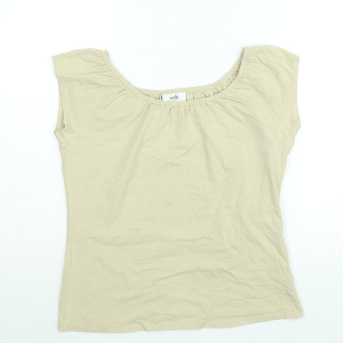 Wallis Womens Beige Cotton Basic Blouse Size 16 Boat Neck