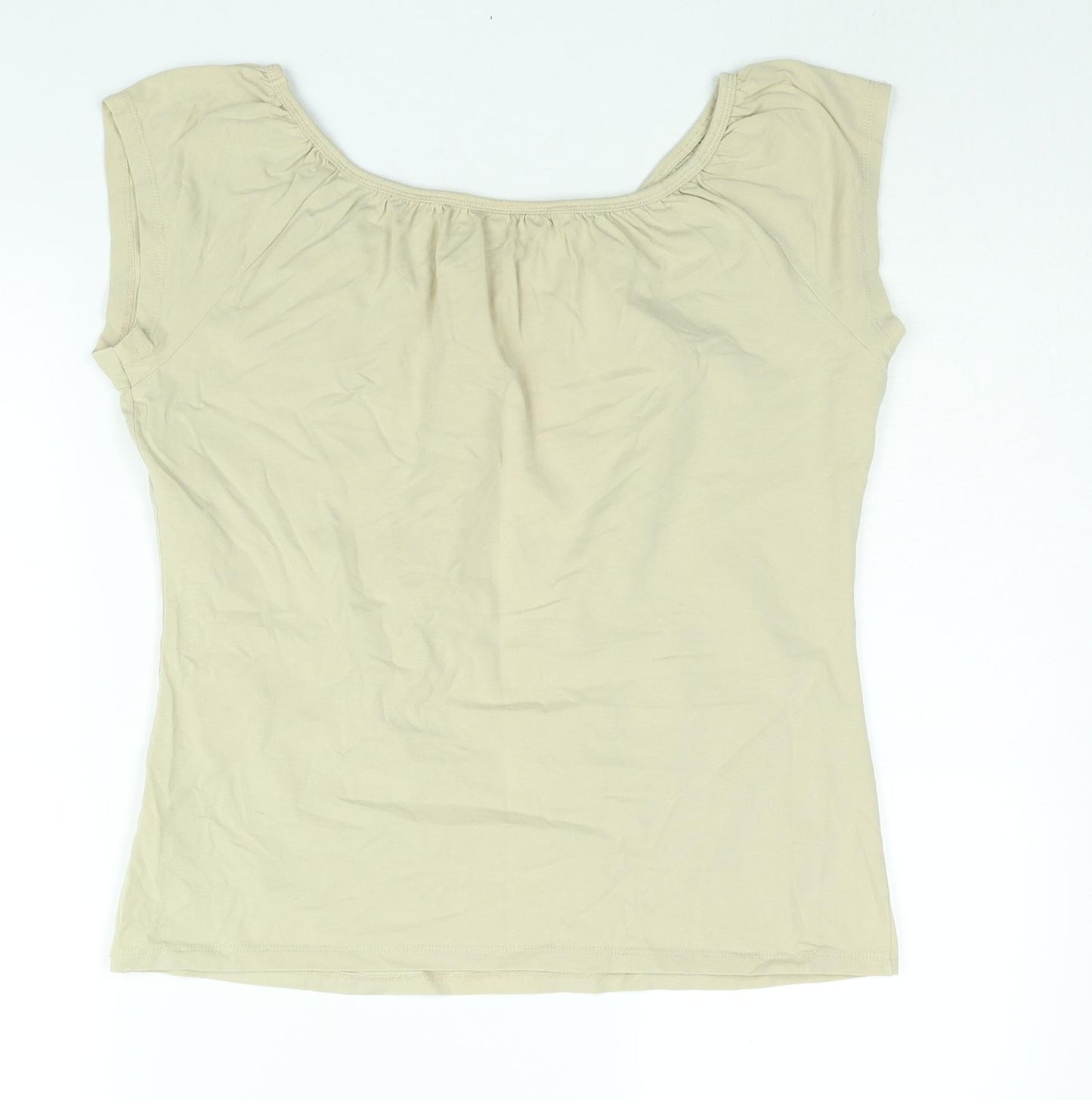 Wallis Womens Beige Cotton Basic Blouse Size 16 Boat Neck