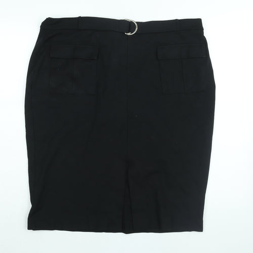 Marks and Spencer Womens Black Polyester Straight & Pencil Skirt Size 20 Zip - Buckle