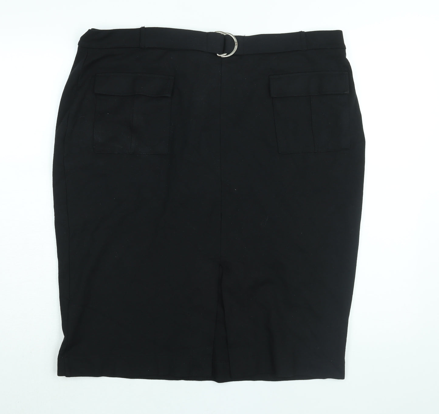 Marks and Spencer Womens Black Polyester Straight & Pencil Skirt Size 20 Zip - Buckle