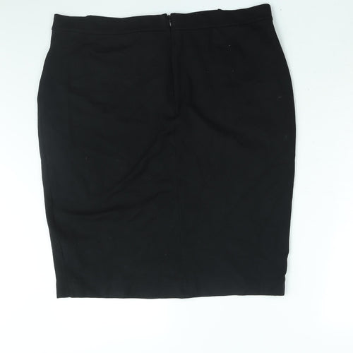 Marks and Spencer Womens Black Polyester Straight & Pencil Skirt Size 20 Zip - Buckle