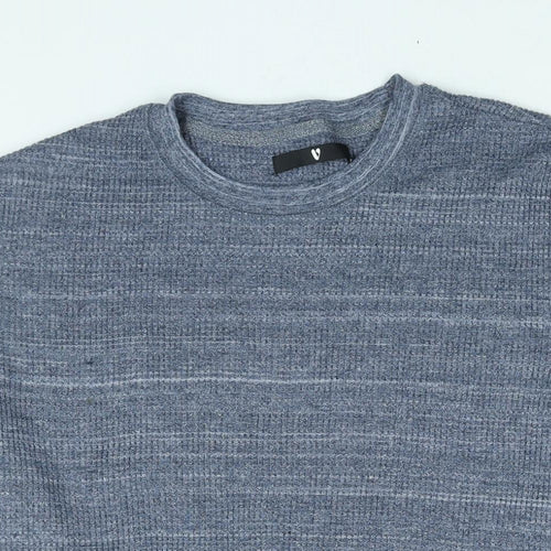 Very Mens Blue Polyester T-Shirt Size M Round Neck - Waffle