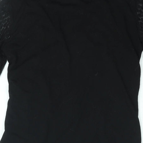 H&M Womens Black Polyester Basic Blouse Size S Round Neck - Lace