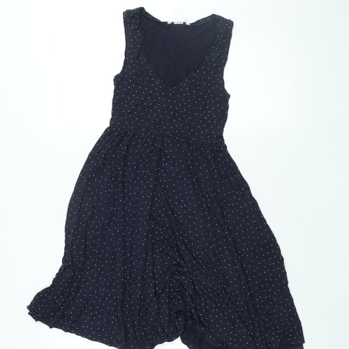 H&M Womens Blue Viscose Fit & Flare Size XS V-Neck Pullover